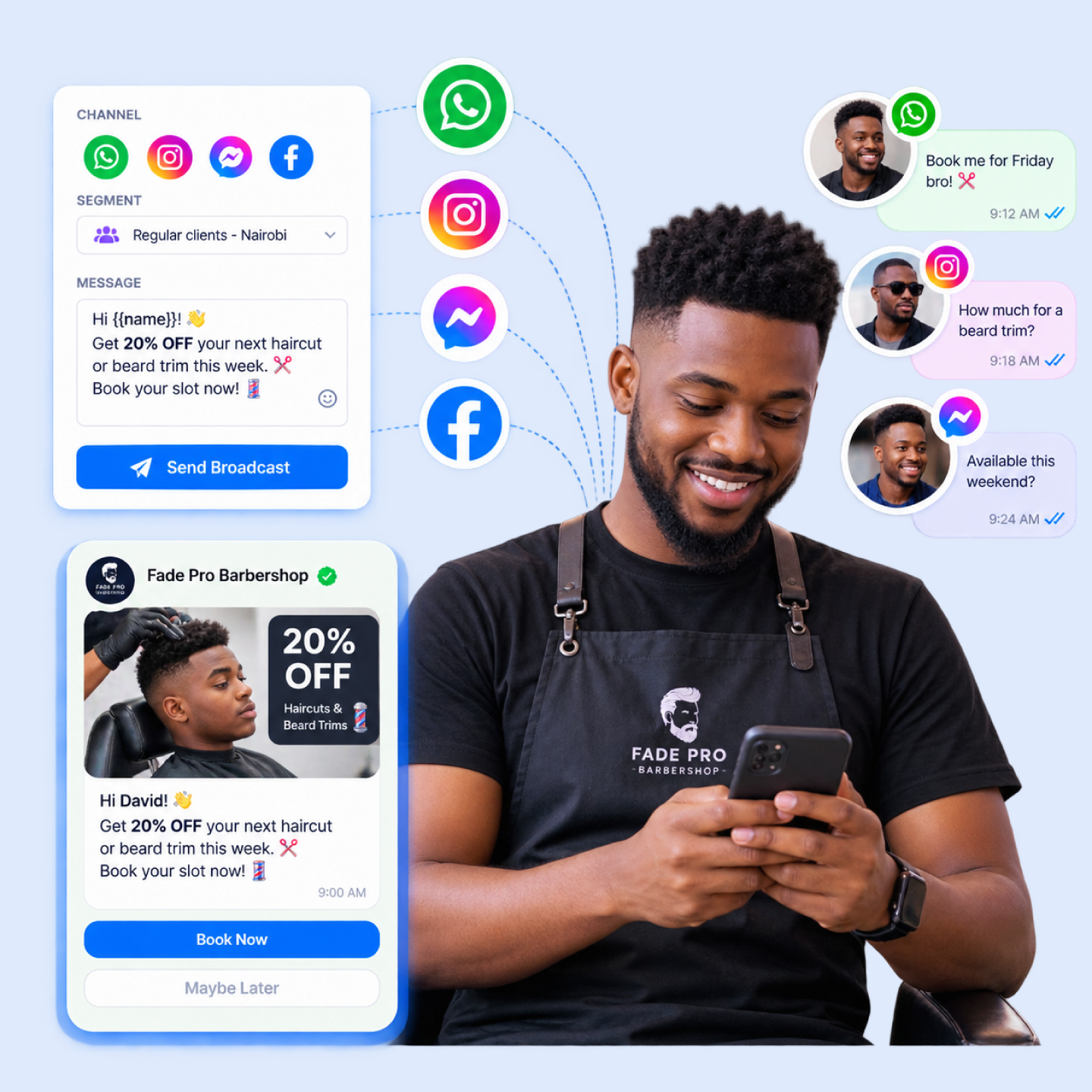 How Nautix broadcasts work: segment, personalise, send, and handle replies