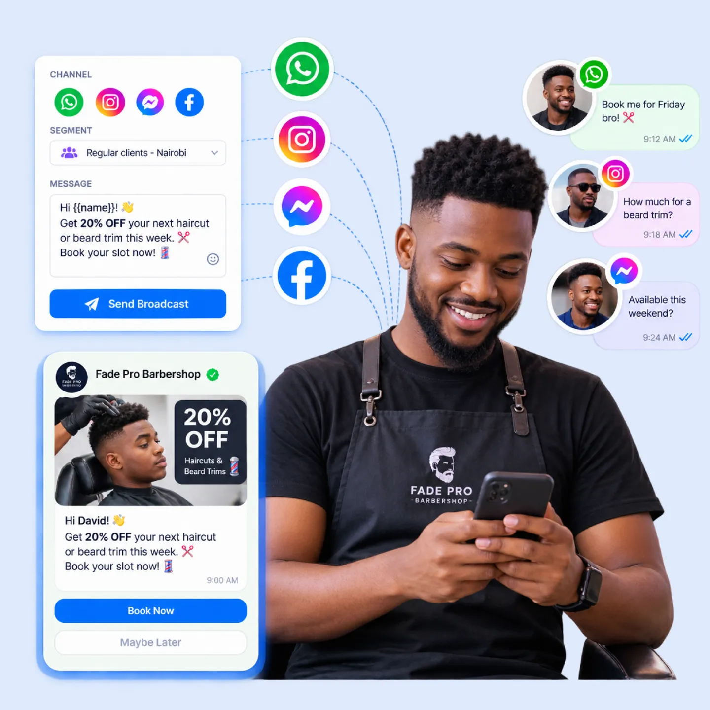 How Nautix broadcasts work: segment, personalise, send, and handle replies