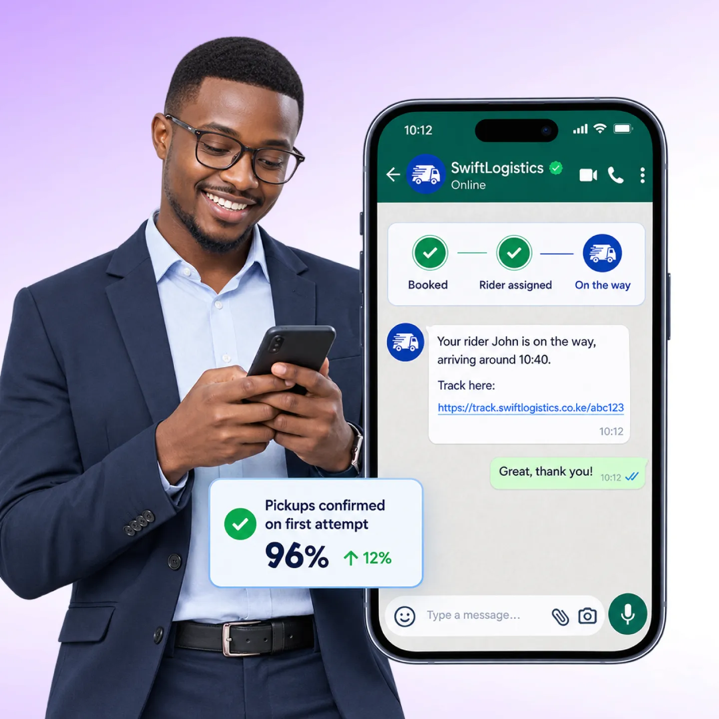 Nautix sending pickup confirmations and rider-on-the-way alerts