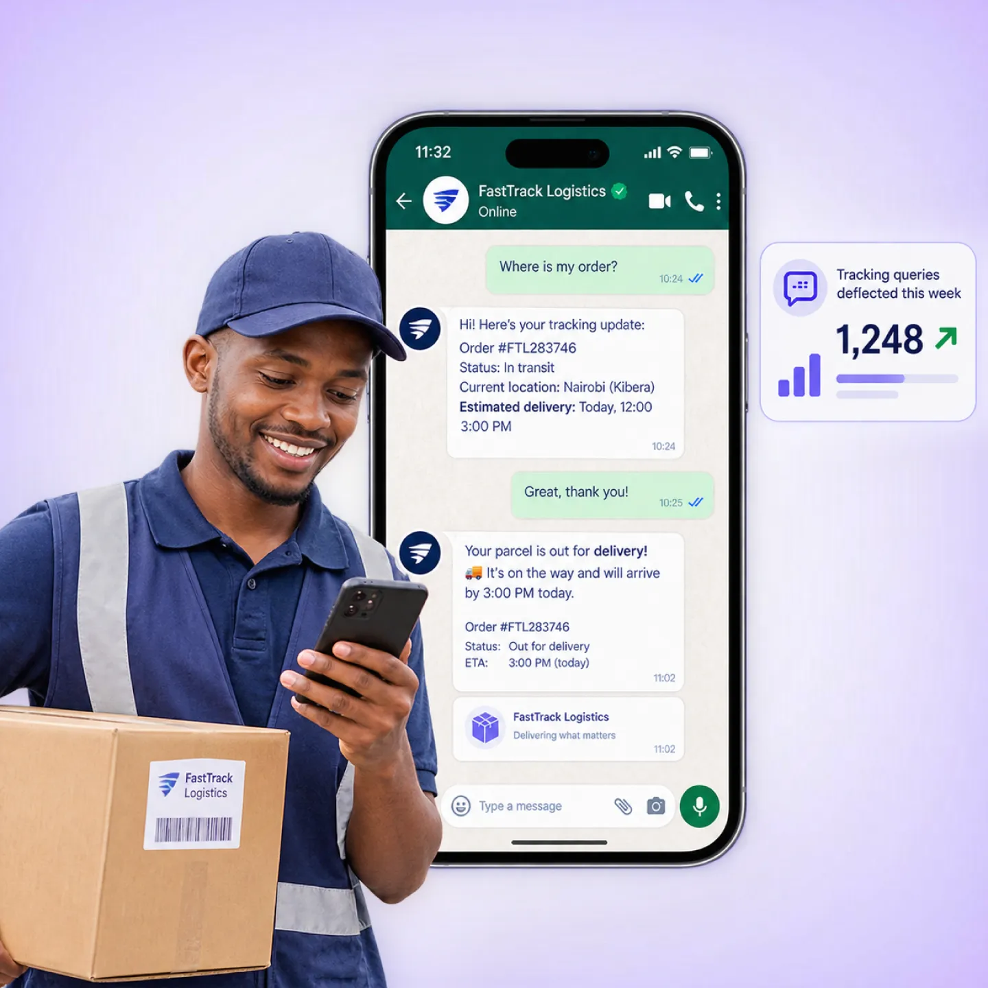 Nautix sending proactive milestone updates and answering tracking questions